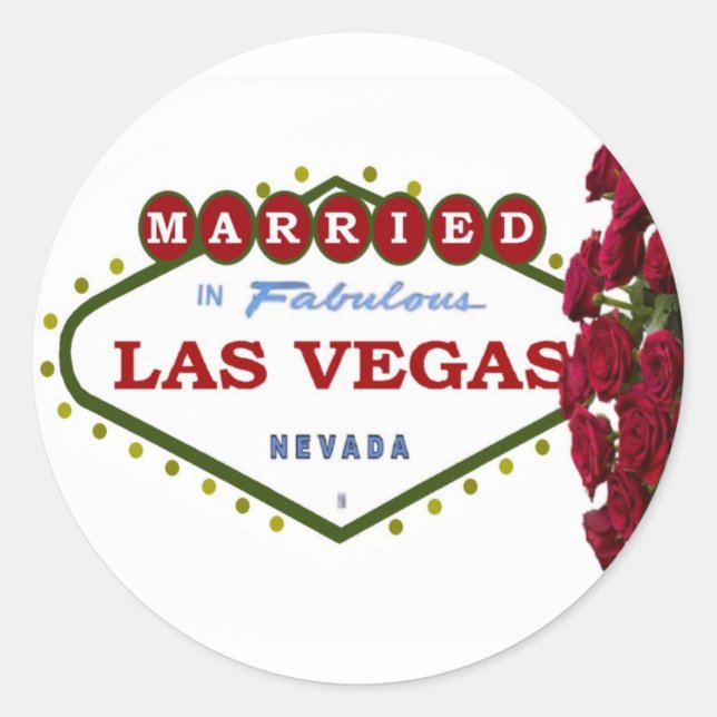 MARRIED In Las Vegas Red Roses Sticker (Front)