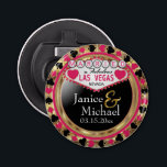 Married in Las Vegas Style - Dark Pink Bottle Opener<br><div class="desc">Bottle Opener. Featured in a married in Las Vegas style design with a dark pink and faux gold metallic look ready for you to personalize. More colours are available. 📌If you need further customization, please click the "Click to Customize further" or "Customize or Edit Design"button and use our design tool...</div>