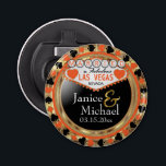 Married in Las Vegas Style - Orange Bottle Opener<br><div class="desc">Bottle Opener. Featured in a married in Las Vegas style design with an orange and faux gold metallic look ready for you to personalize. More colours are available. 📌If you need further customization, please click the "Click to Customize further" or "Customize or Edit Design"button and use our design tool to...</div>