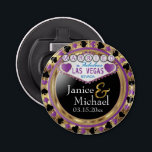 Married in Las Vegas Style - Purple Bottle Opener<br><div class="desc">Bottle Opener. Featured in a married in Las Vegas style design with a purple and faux gold metallic look ready for you to personalize. More colours are available. 📌If you need further customization, please click the "Click to Customize further" or "Customize or Edit Design"button and use our design tool to...</div>