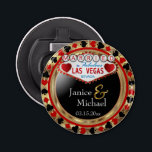 Married in Las Vegas Style - Red Bottle Opener<br><div class="desc">⭐⭐⭐⭐⭐ 5 Star Review. Bottle Opener. Featured in a married in Las Vegas style design with a red and faux gold metallic look ready for you to personalize. More colours are available. 📌If you need further customization, please click the "Click to Customize further" or "Customize or Edit Design"button and use...</div>