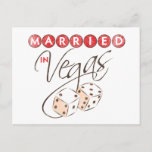 Married in Vegas Postcard<br><div class="desc">Getting married in Vegas? Let everyone know with this destination wedding design on t-shirts & other gifts. For Vegas brides and grooms. Reads,  "Married in Vegas" with an illustration of two dice making lucky number 7. Easy to personalize. Change style,  colour or add text for personalized touch.</div>