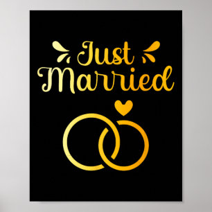 Married Just Wedding Marriage Groom Bride Husband Poster