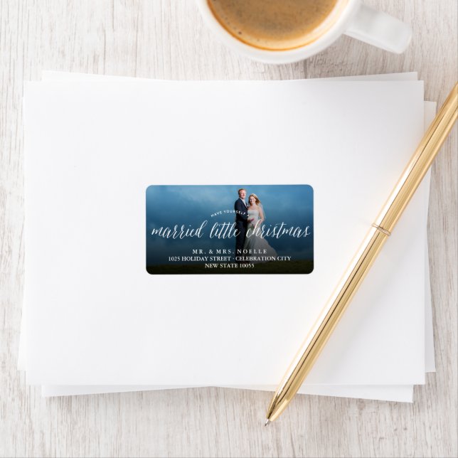 Married Little Christmas Holiday Wedding Address Label (Insitu)