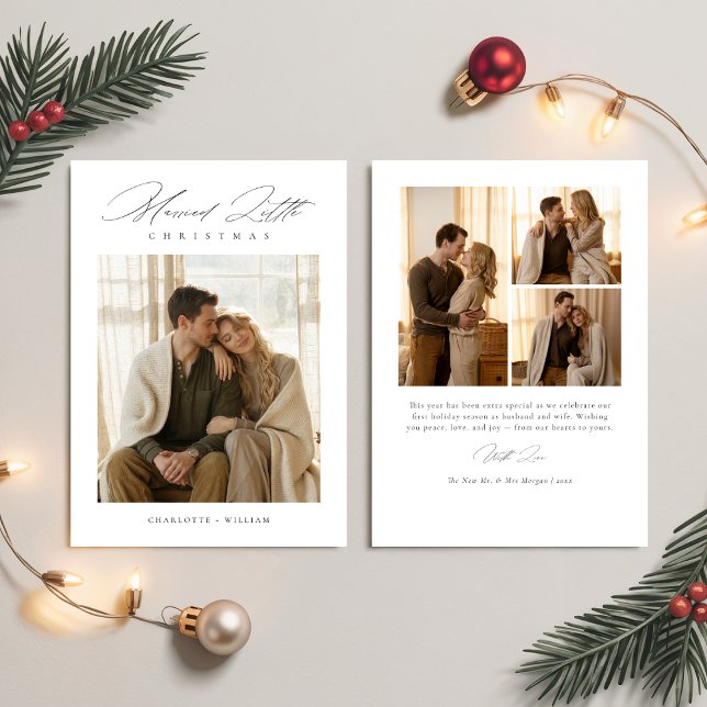 Married Little Christmas Newlywed Photo Collage Holiday Card (Creator Uploaded)