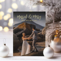 Married & Merry Christmas Frame Foil Holiday Card