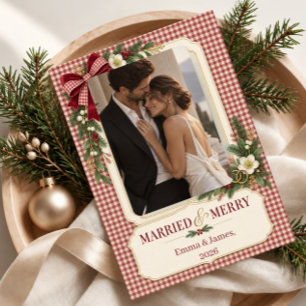 Married & Merry Christmas Photo Holiday Card
