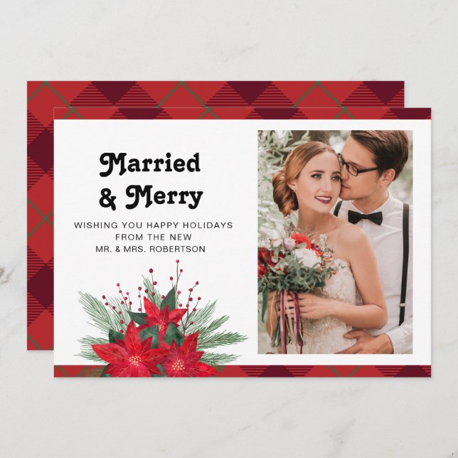 Married & Merry Christmas Wedding Photo Floral (Front/Back)