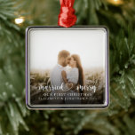 Married & Merry First Christmas Together Photo Metal Ornament<br><div class="desc">Celebrate your first Christmas together with this married and merry photo christmas ornament.  This ornament features a simple metal frame with the option to add a photo and custom text.  #ourfirstchristmastogether #marriedandmerry</div>