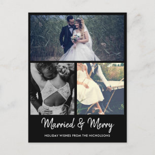 Married & Merry   First Married Christmas Photo Holiday Postcard