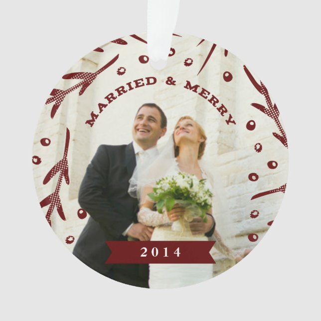 Married & Merry Holiday Ornament (Front)