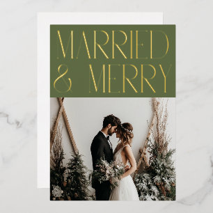 Married Merry Modern Holiday Wedding Announcement