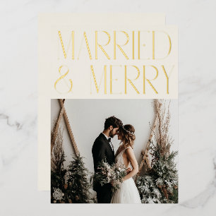 Married Merry Modern Holiday Wedding Announcement