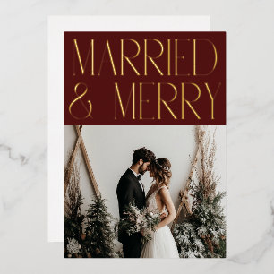 Married Merry Modern Holiday Wedding Announcement