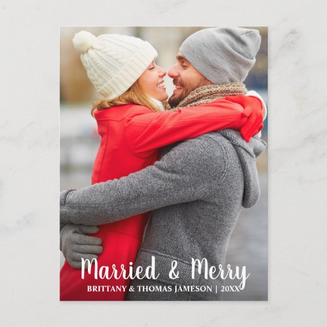 Married & Merry Newlywed Photo Postcard (Front)