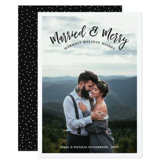 Married & Merry Photo Holiday Card | Dark