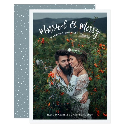 Married & Merry Photo Holiday Card | Light