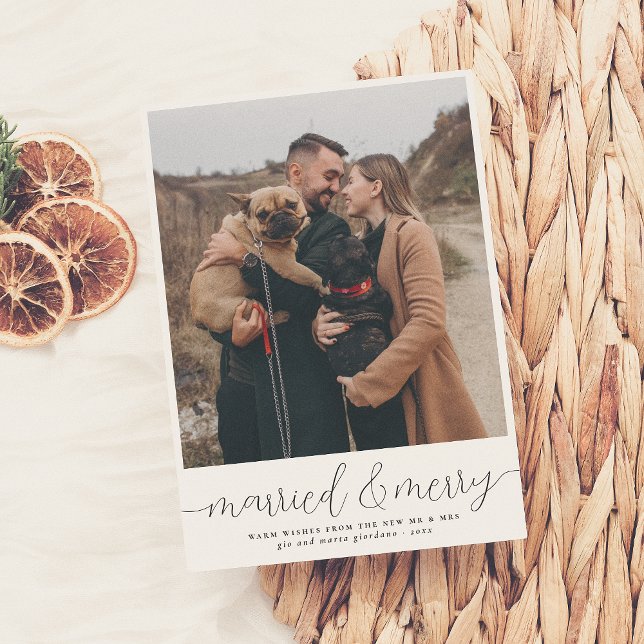 Married & Merry Simple Christmas Holiday Photo (Creator Uploaded)
