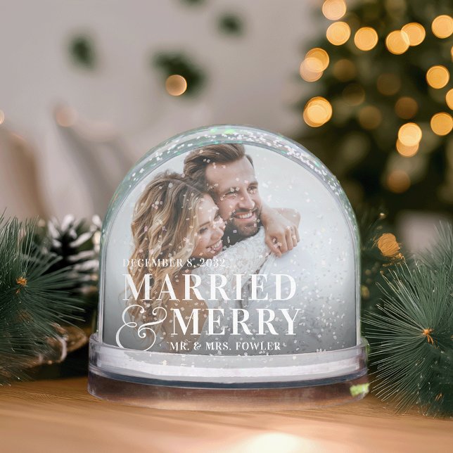 Married & Merry Wedding Photo Snowglobe (Creator Uploaded)