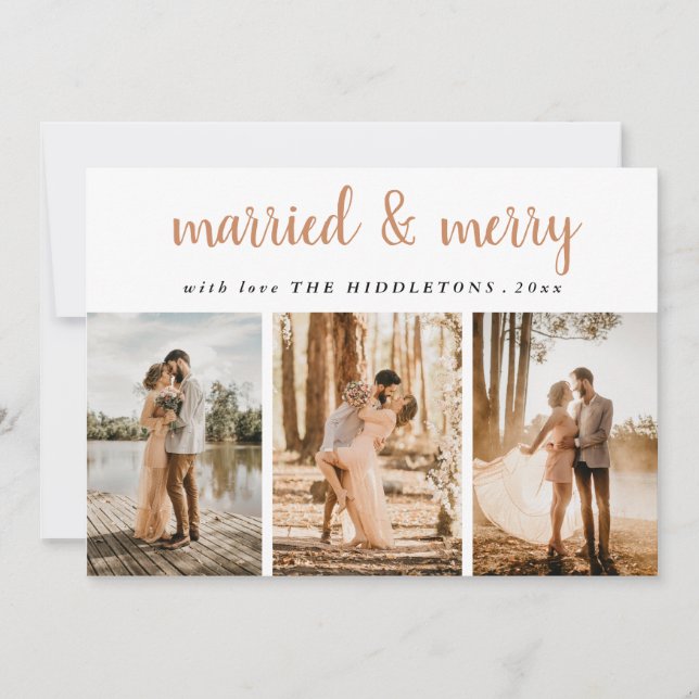 Married & Merry Whimsical | Three Photo Holiday (Front)