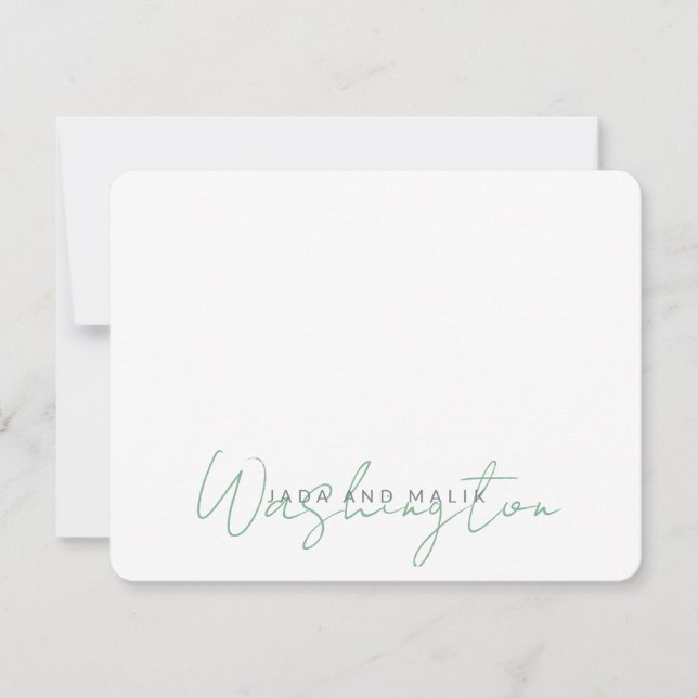 Married Name Wedding Monogram Sage Green White Card (Front)