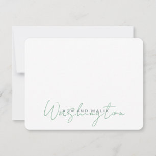Married Name Wedding Monogram Sage Green White Card