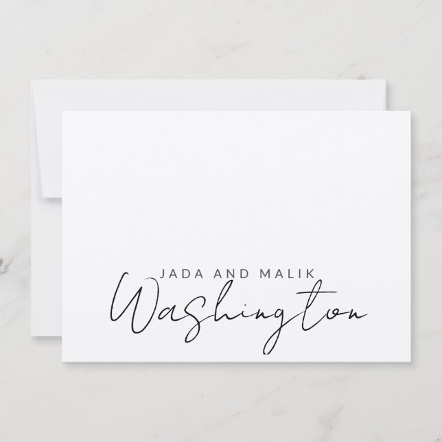Married Name Wedding Monogram Script Card (Front)