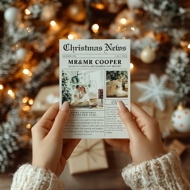 Married Newspaper Christmas Photo Holiday Card (Creator Uploaded)
