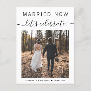 Married Now Let's Celebrate Photo Wedding Announcement Postcard