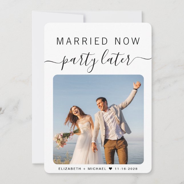 Married Now Party Later Photo Elopement (Front)