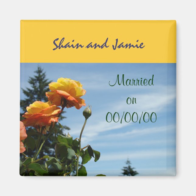 Married on Date magnets Wedding Favours Bride Groo (Front)