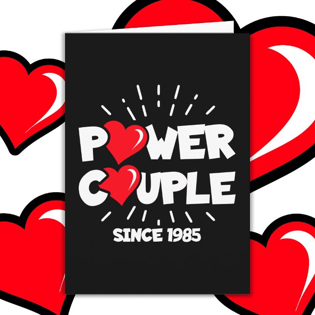 Married Power Couple 1985 Cute Wedding Anniversary Card (Creator Uploaded)