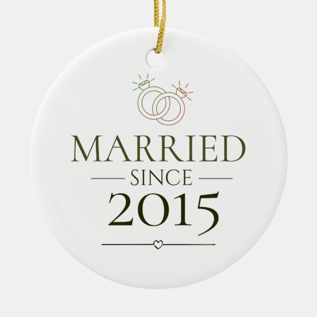 Married Since Personalized Year Minimal Couple  Ceramic Ornament (Front)