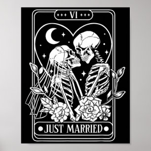 Married Skeleton Couples Tarot Card Mr Mrs Gothic Poster