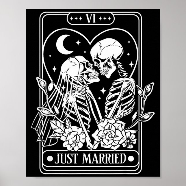 Married Skeleton Couples Tarot Card Mr Mrs Gothic Poster (Front)