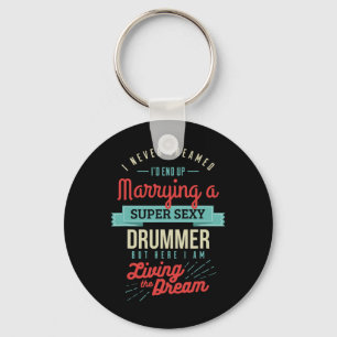 Married To A Drummer Spouse Gifts Keychain