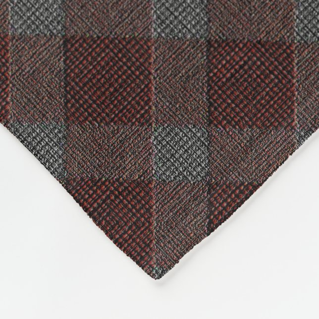 Marrom cross tartan plaid with slight gray relief  fleece blanket (Corner)