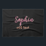 marron add name girl boss text black elegant kitchen towel<br><div class="desc">girly design</div>