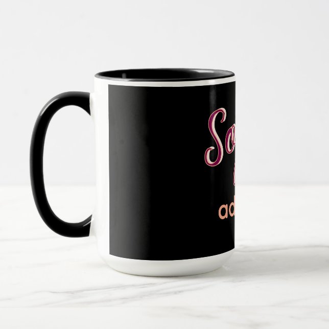 marron add name girl boss text black elegant mug (Left)