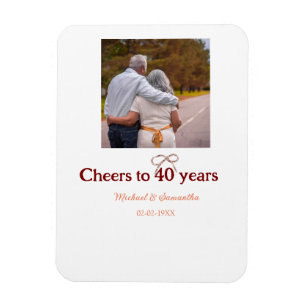 Marron bow cheers to 40 years anniversary wedding  magnet