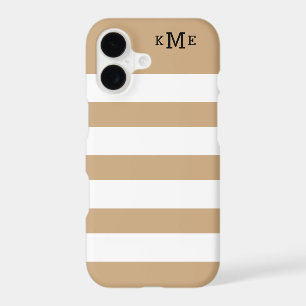 Marron Clair Monogramme Rayé Classique Blanc