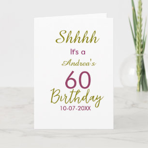Marron golden shhhh 60th birthday name simple bold card