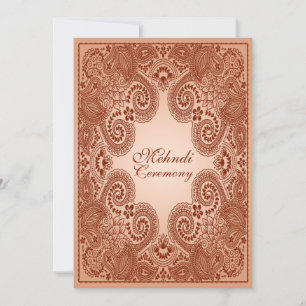 Marron, Tan Henna Mehndi Invitation de fête