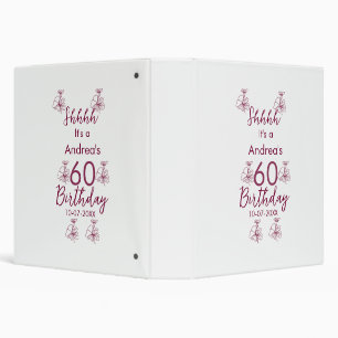 Marron white mauve shhhh 60th birthday floral name binder