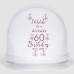 Marron white mauve shhhh 60th birthday floral name snowglobe<br><div class="desc">Design</div>