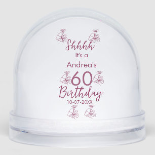 Marron white mauve shhhh 60th birthday floral name snowglobe