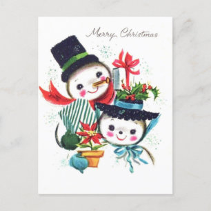Marry Christmas from Snowman Couple Postcard
