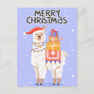 Marry Christmas Llama Postcard