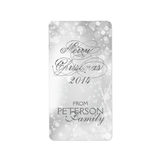 Marry Christmas Silver Text & Bokeh Background