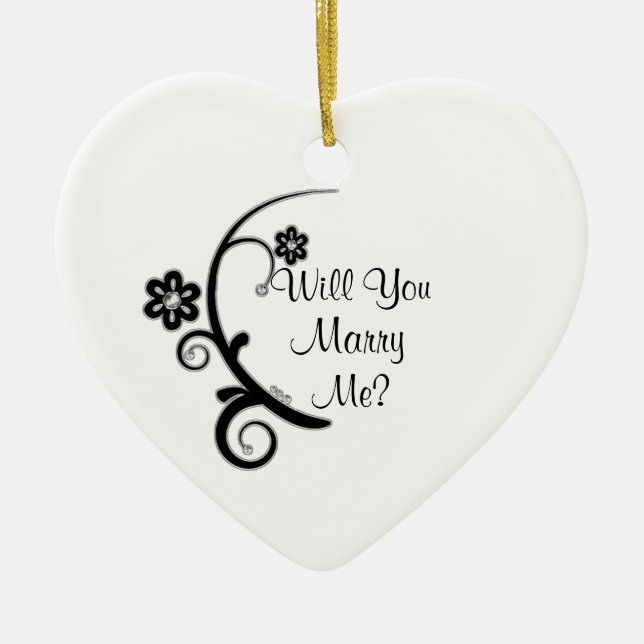 Marry Me Faux Diamond Flower Engagement Ornament (Front)